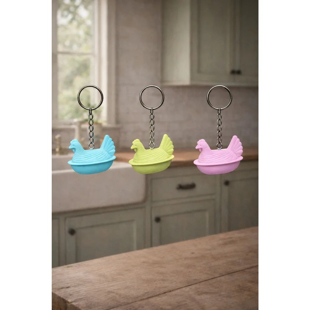 Vintage‎ Look Hen on Nest Keychains 3D Printed Farmhouse Grandma Core - Lot of 3